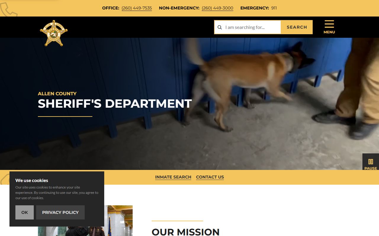 Allen County inmate search system interface