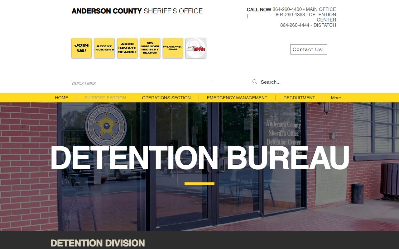 Anderson County Sheriff's Office and detention information