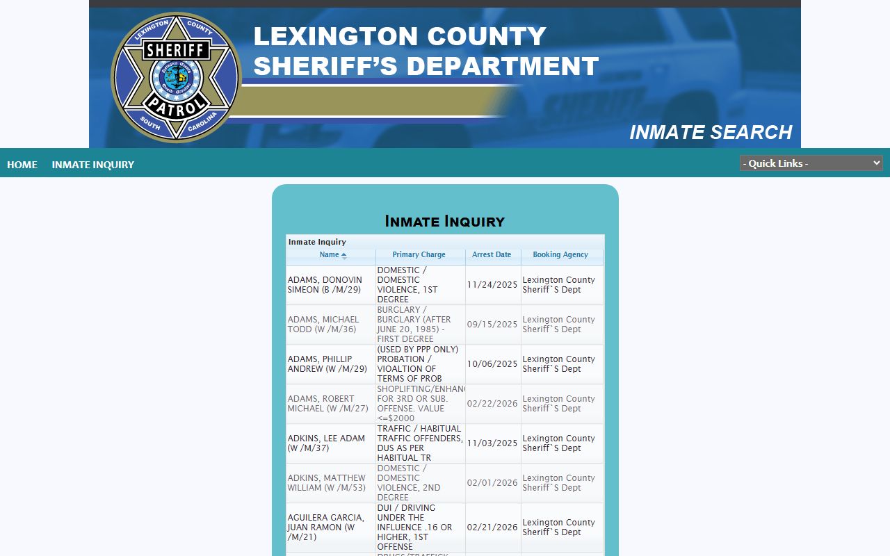 Lexington Fayette County Inmate Inquiry system