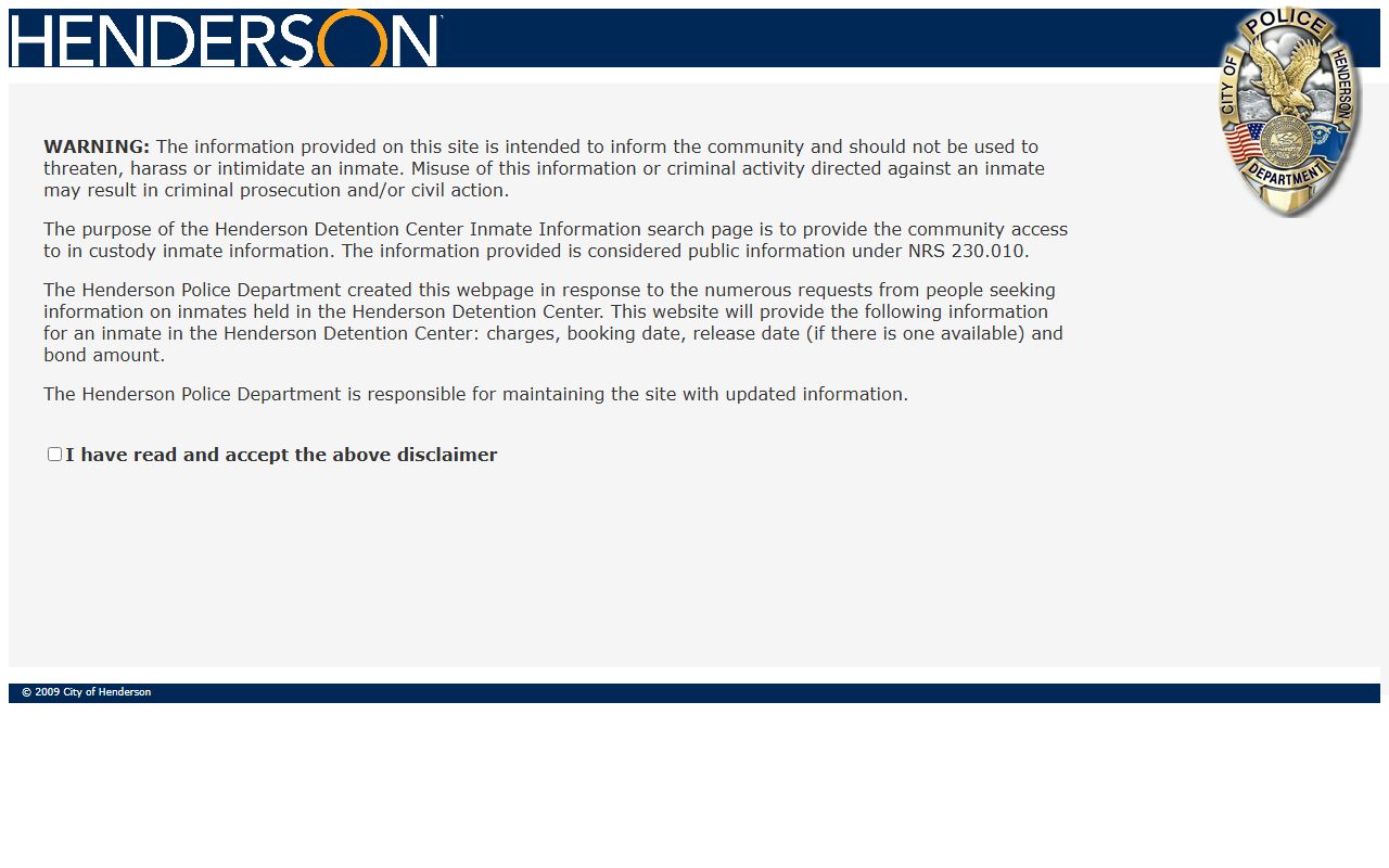 Henderson County inmate information search portal