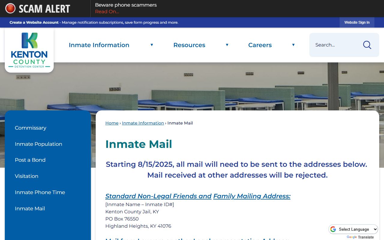 Kenton County inmate mail processing procedures