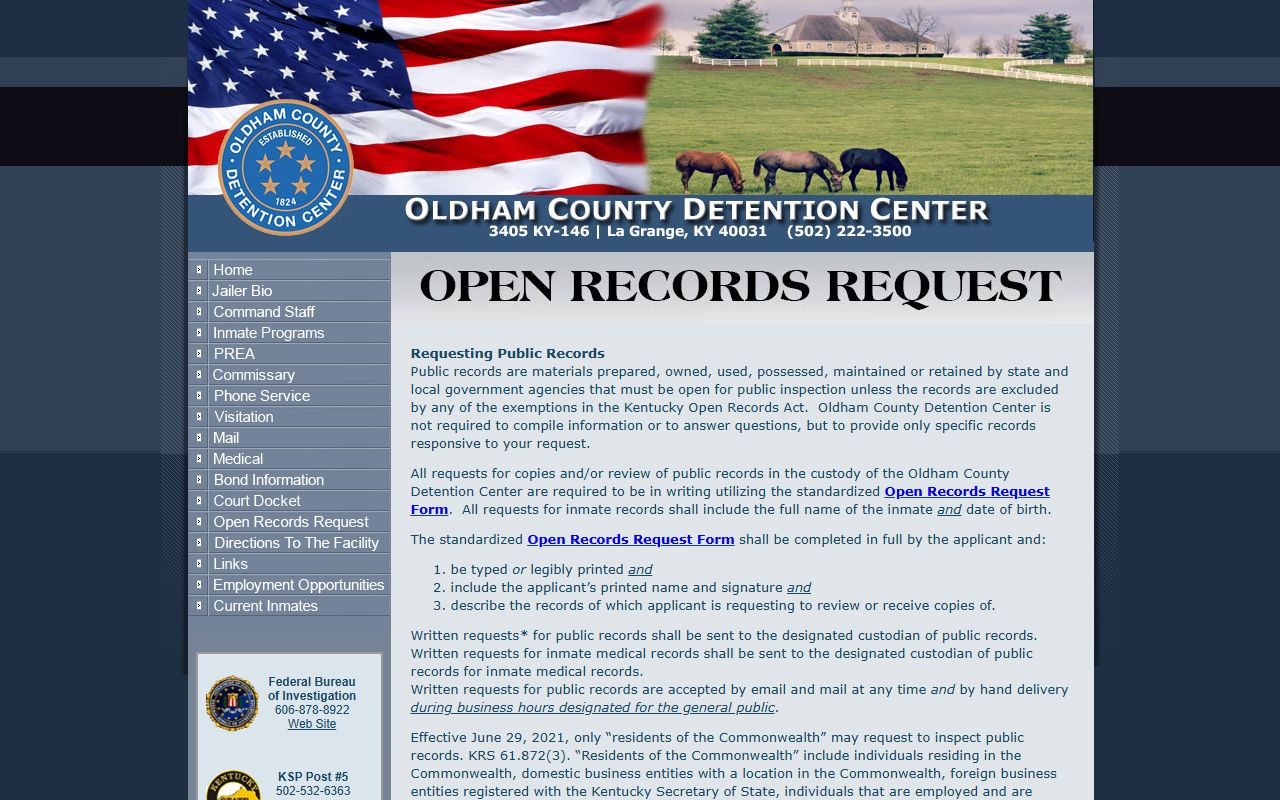 Oldham County open records request information