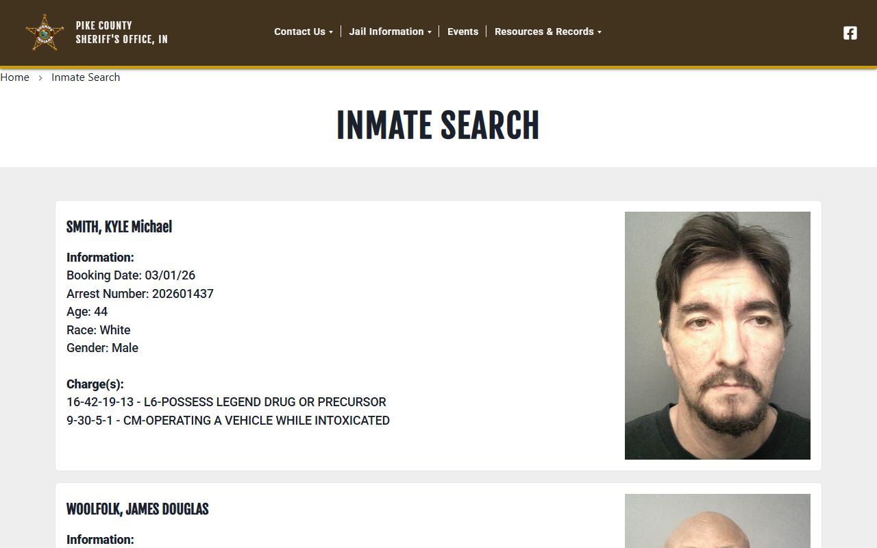 Pike County Jail inmate search system