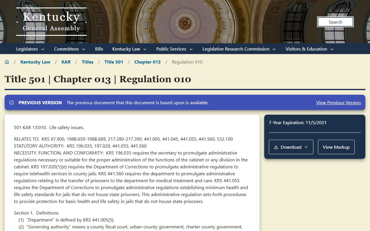 Kentucky jail standards regulations for booking records