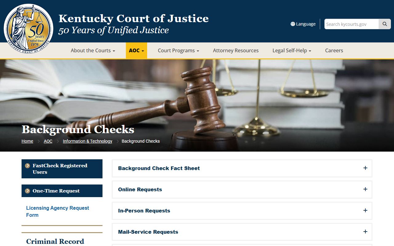 Kentucky arrest records background check system portal